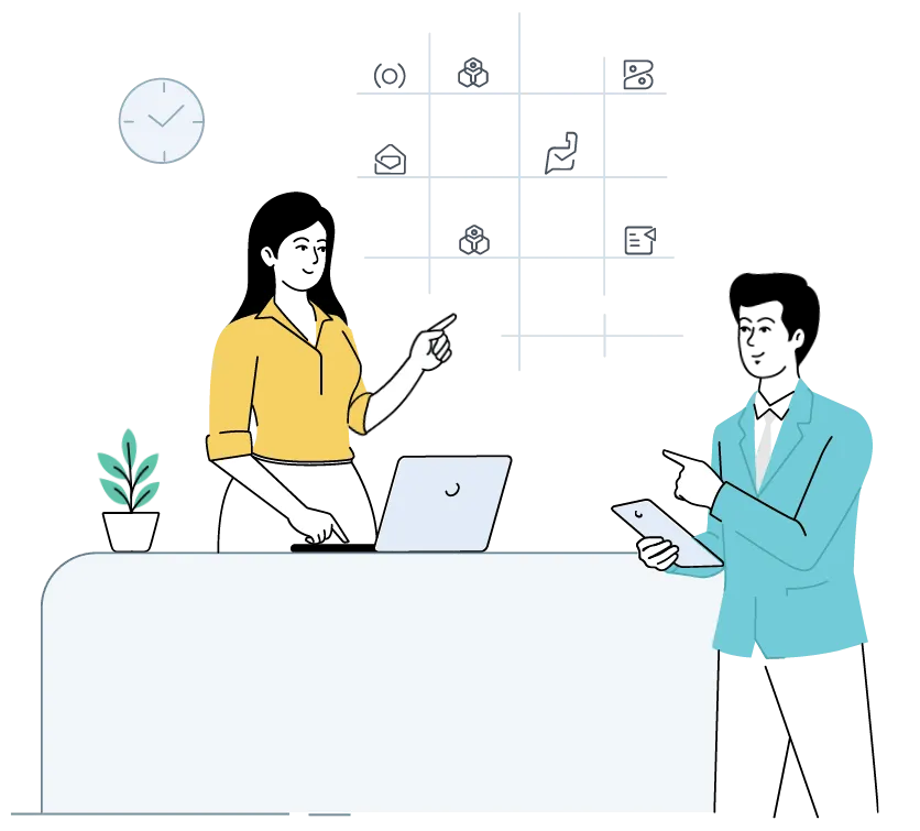 Business team discussion and planning illustration